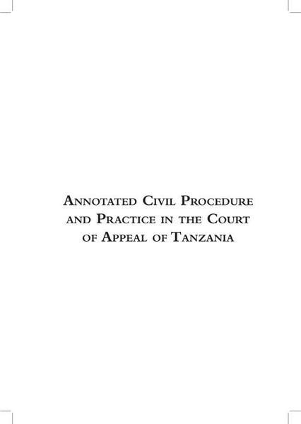 Annotated Civil Procedure and Practice in the Court of Appeal of Tanzania eBook